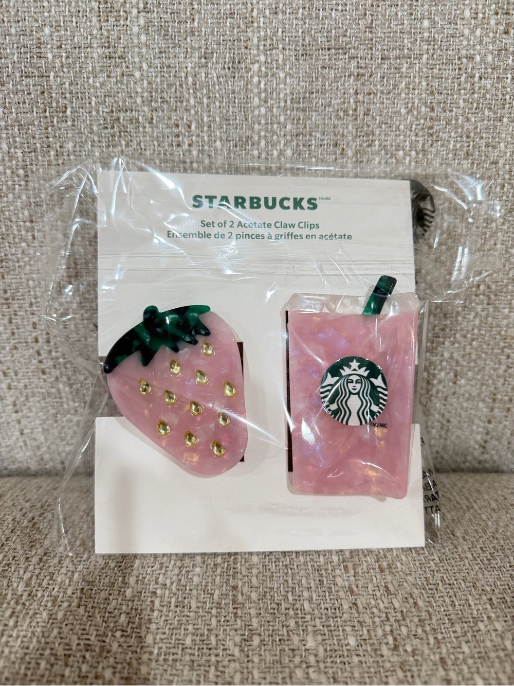 Starbucks Strawberry & Pink Drink Acetate Claw Clips – Set of 2 limited edition